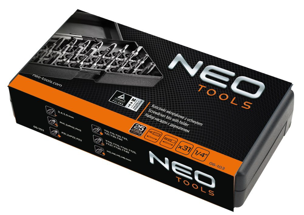 Neo Tools 06-103 Насадки з тримачем, набiр 31 шт.*1 уп. Neo Tools 06-103 Насадки з тримачем, набiр 31 шт.*1 уп.