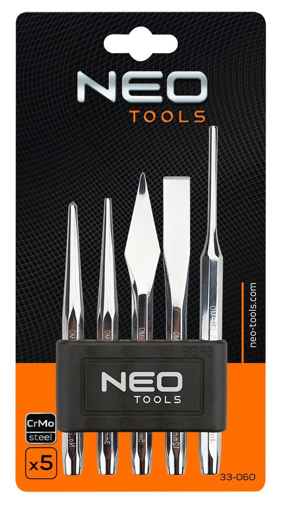 Neo Tools 33-060 Набiр iнструментiв (зубил i долот) 5шт.*1 уп. Neo Tools 33-060 Набiр iнструментiв (зубил i долот) 5шт.*1 уп.
