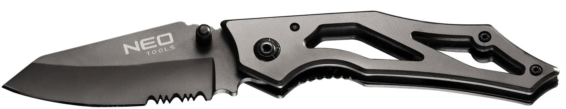 Neo Tools 63-025 Нiж складаний з фiксатором, лезо зi сталi 440, титановий, 60 г,чохол