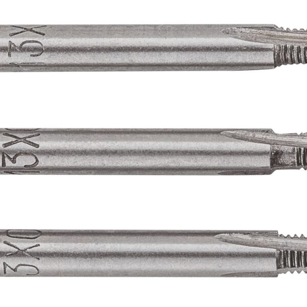 Topex Мітчики, 3шт, М3, крок різьблення 0.5мм, 43мм, вольфрамова сталь, футляр