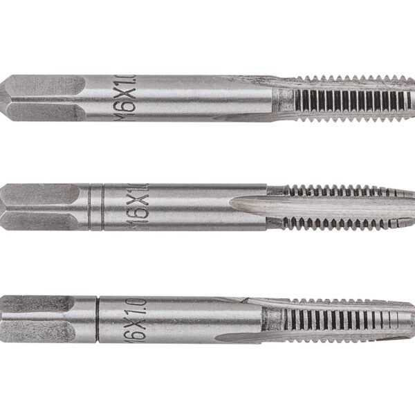 Topex Мітчики, 3шт, М6, крок різьблення 1мм, 62мм, вольфрамова сталь, футляр