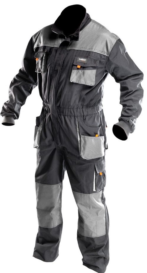 Комбінезон робочий, світлоповертаючі елементи, відсіки для наколінників, тканина Oxford, сірий, розмір XL