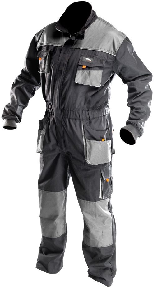 Комбінезон робочий, світлоповертаючі елементи, відсіки для наколінників, тканина Oxford, сірий, розмір S