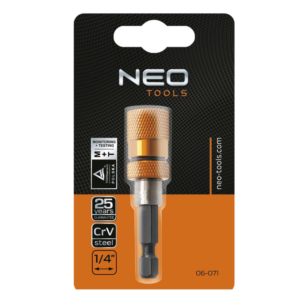 Neo Tools Тримач насадок магнітний, 1/4", 60мм, CrV Neo Tools Тримач насадок магнітний, 1/4", 60мм, CrV