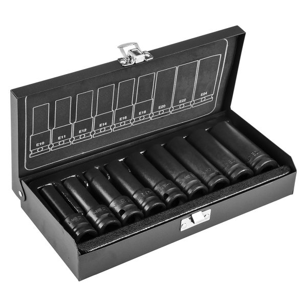 Головки змінні ударні 1/2 ", E10-E24 мм, набір 9 шт, CrMo