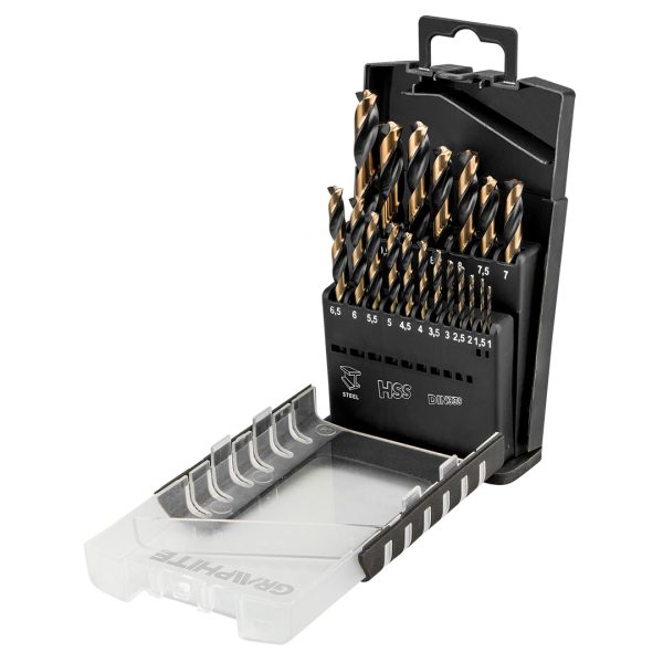 Свердла HSS-CNC 124° Pro-Tec 1.0–10.0 мм / 19 шт — Graphite (55H089)