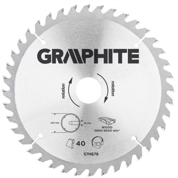 Диск відрізний 200×30 мм, 40 зубів — Graphite (57H676)