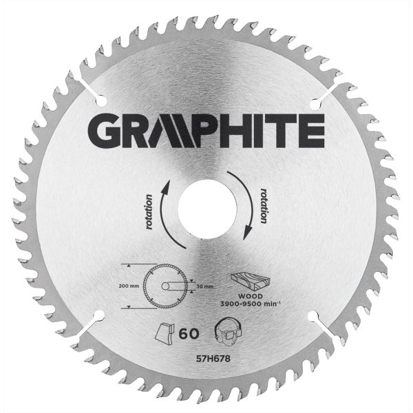 Диск відрізний 200×30 мм, 60 зубів — Graphite (57H678)