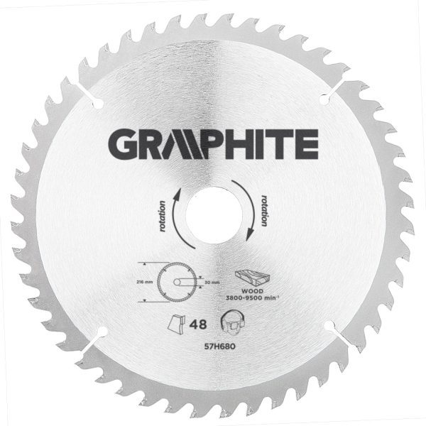 Диск пильний 216×30 мм, 48 зубів, карбід кремнію — Graphite (57H680)