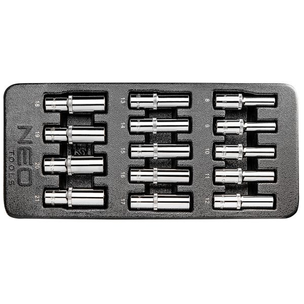 Головки змінні довгі 1/2", 8-21 мм, набір 8 шт