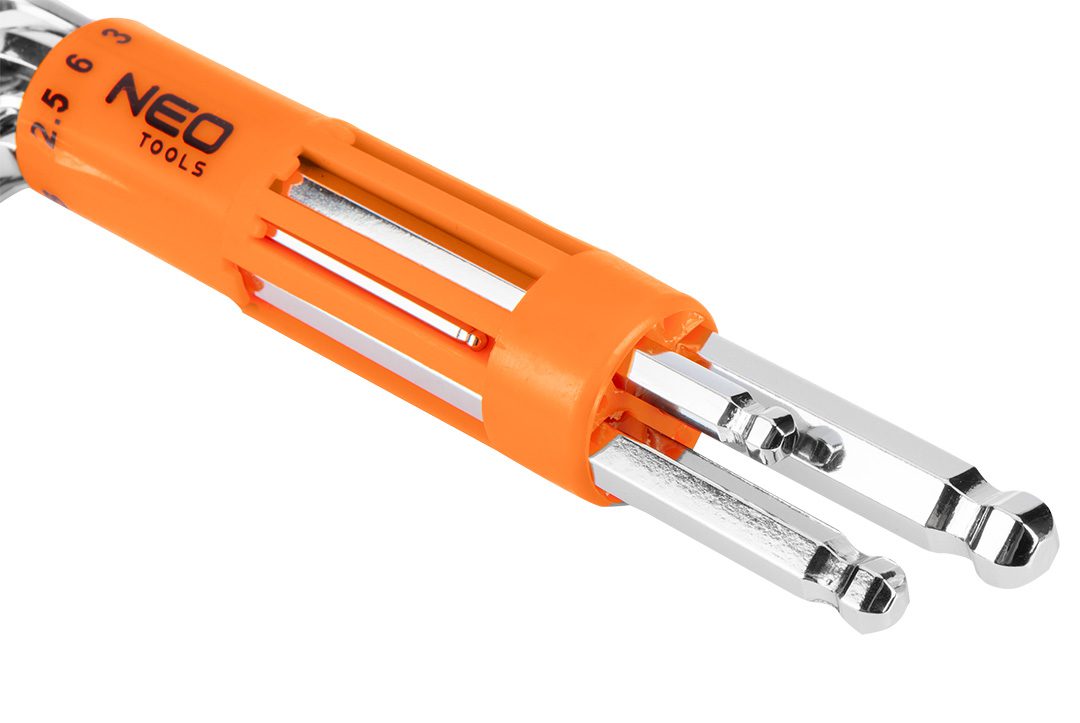 Neo Tools Ключі шестигранні, набір 8шт, довгі, кулястий наконечник, CrV, 2-10мм Neo Tools Ключі шестигранні, набір 8шт, довгі, кулястий наконечник, CrV, 2-10мм