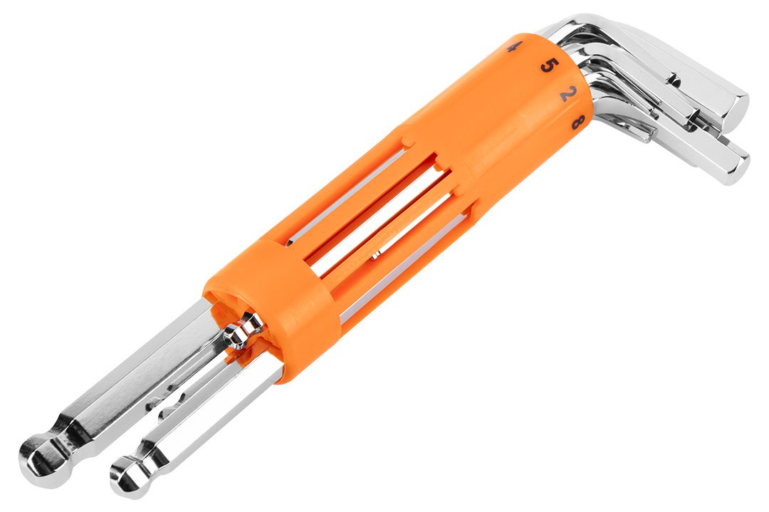Neo Tools Ключі шестигранні, набір 8шт, довгі, кулястий наконечник, CrV, 2-10мм Neo Tools Ключі шестигранні, набір 8шт, довгі, кулястий наконечник, CrV, 2-10мм