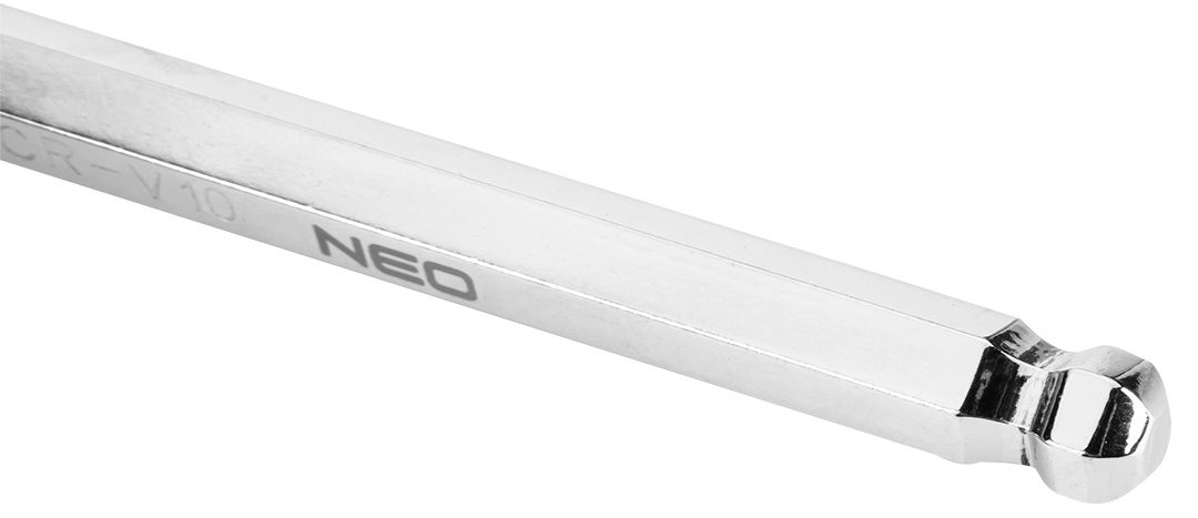 Neo Tools Ключі шестигранні, набір 8шт, довгі, кулястий наконечник, CrV, 2-10мм Neo Tools Ключі шестигранні, набір 8шт, довгі, кулястий наконечник, CrV, 2-10мм