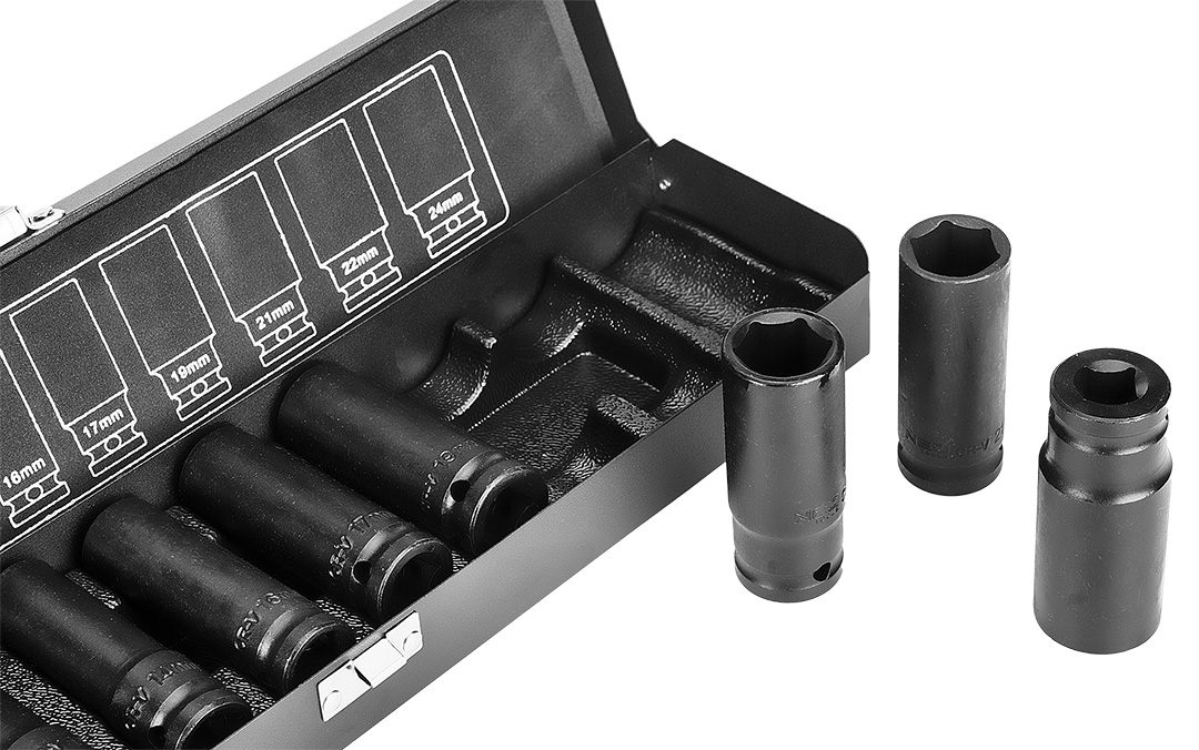 Головки змінні ударні 1/2 ", 10-24 мм, набір 11 шт. Головки змінні ударні 1/2 ", 10-24 мм, набір 11 шт.