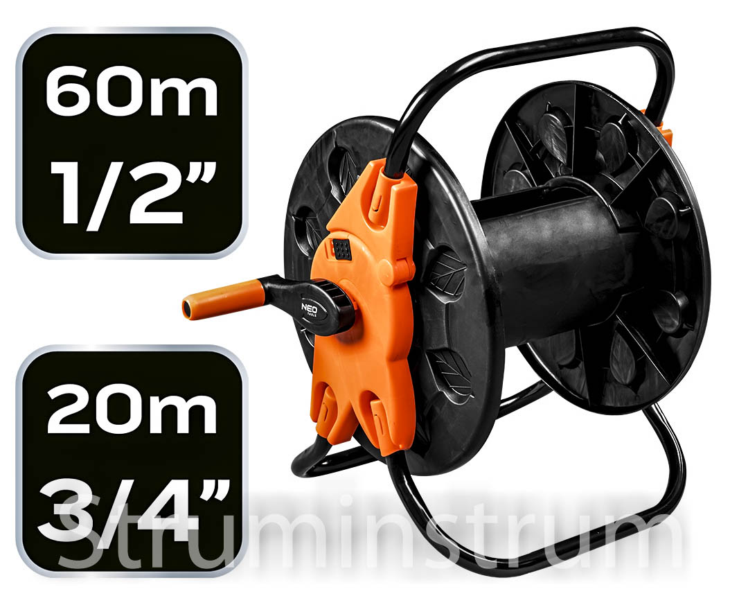 Котушка для поливального шланга зі стійкою та ручкою NEO TOOLS (15-791) Котушка для поливального шланга зі стійкою та ручкою NEO TOOLS (15-791)
