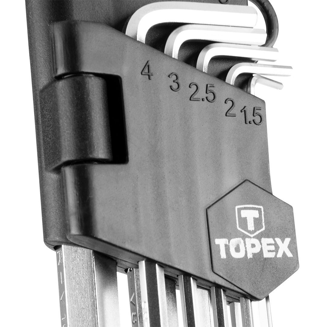Topex 35D956 Ключi TOPEX шестиграннi HEX 1.5-10 мм, набiр 9 шт.*1 уп. Topex 35D956 Ключi TOPEX шестиграннi HEX 1.5-10 мм, набiр 9 шт.*1 уп.