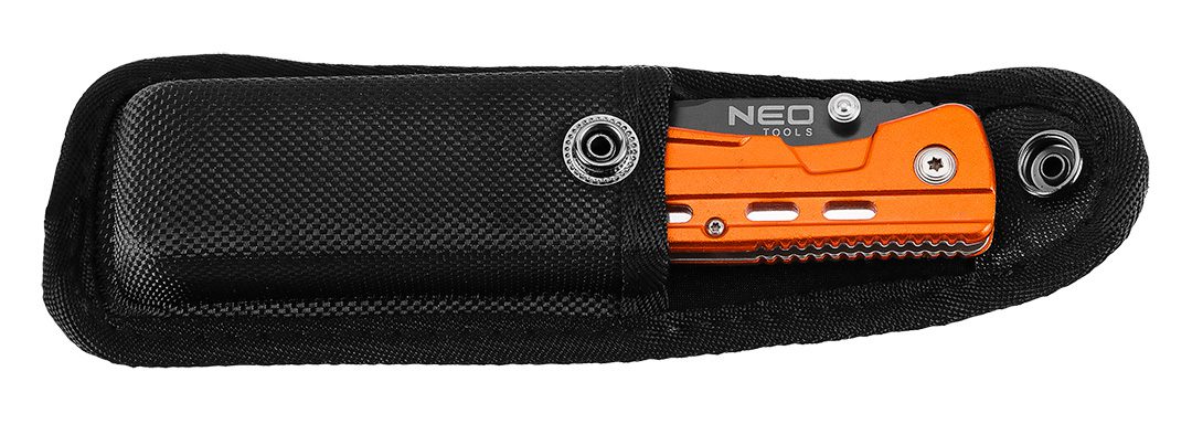 Neo Tools 63-026 Нiж складаний з фiксатором, з лезом 8,5см для розрiзання ременiв зi сталi 440, чохол, 110 г Neo Tools 63-026 Нiж складаний з фiксатором, з лезом 8,5см для розрiзання ременiв зi сталi 440, чохол, 110 г