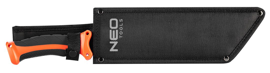 Neo Tools 63-117 Мачете Full Tang, 40см, лезо 25.5см, 3Cr13, ручка ABS+TPR, пила на обусі, нейлоновий чохол Neo Tools 63-117 Мачете Full Tang, 40см, лезо 25.5см, 3Cr13, ручка ABS+TPR, пила на обусі, нейлоновий чохол