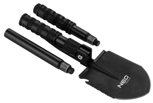 Neo Tools 63-122 Лопата туристична, 63см, 8в1, пила, кирка, відкривалка для пляшок, кремінь, багатофункціональний ніж, пробійник, свисток, чохол