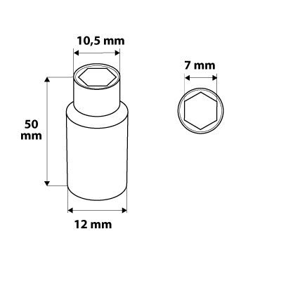 Насадка шестикутна довга 1/4", 7 мм Насадка шестикутна довга 1/4", 7 мм