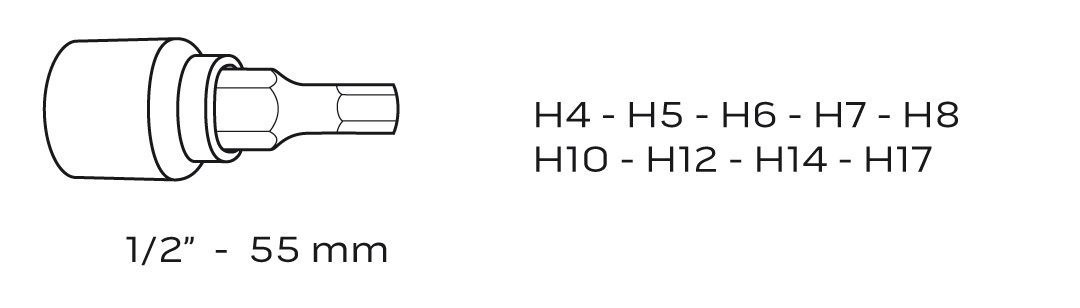 Головки змінні з шестигранними насадками 55 мм, набір 9 шт.*1 уп. Головки змінні з шестигранними насадками 55 мм, набір 9 шт.*1 уп.