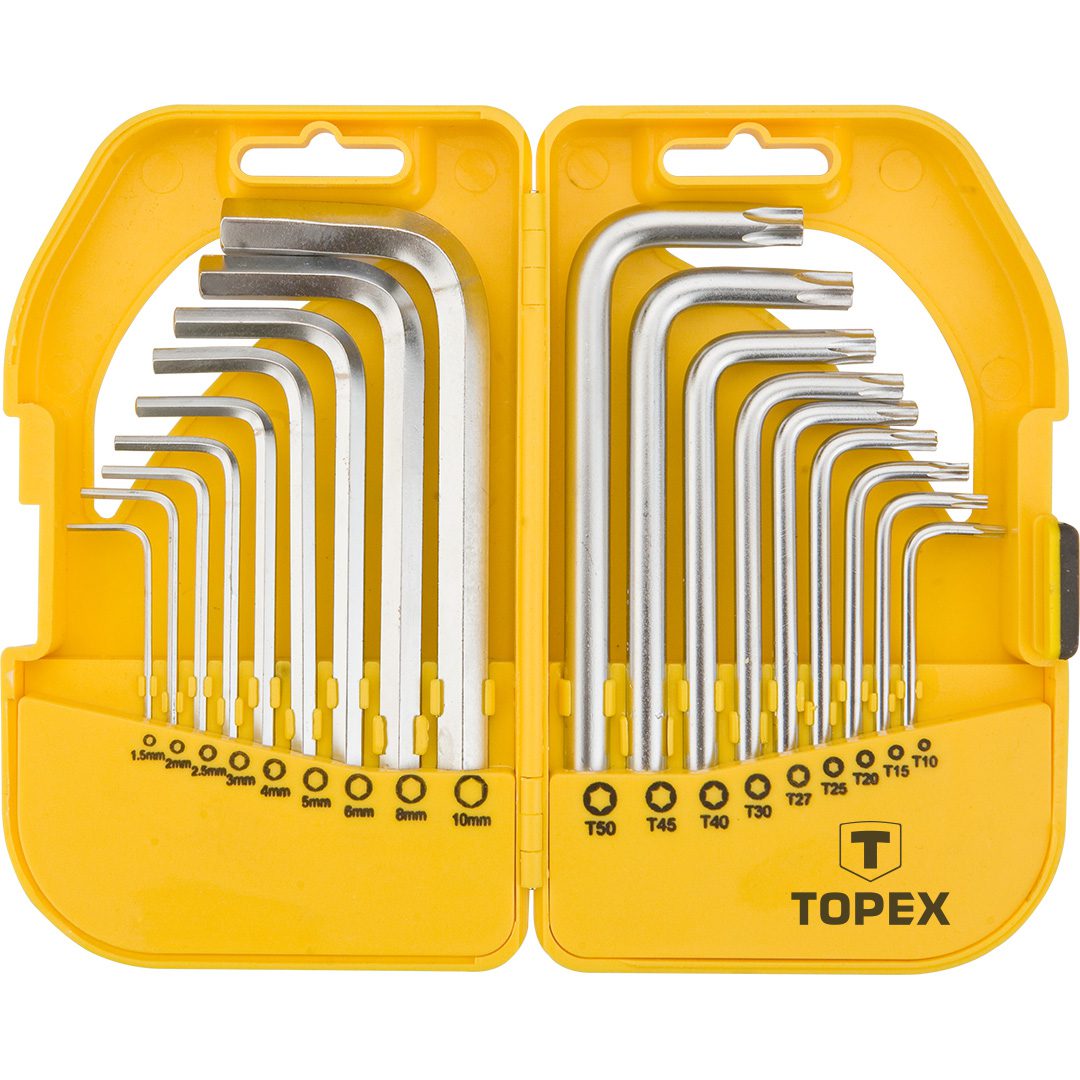 Topex 35D952 Ключi шестиграннi HEX i Torx, набiр 18 шт.*1 уп. Topex 35D952 Ключi шестиграннi HEX i Torx, набiр 18 шт.*1 уп.