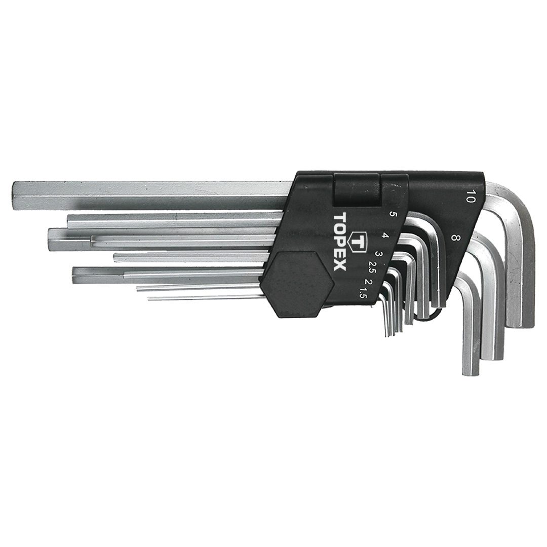 Topex 35D956 Ключi TOPEX шестиграннi HEX 1.5-10 мм, набiр 9 шт.*1 уп. Topex 35D956 Ключi TOPEX шестиграннi HEX 1.5-10 мм, набiр 9 шт.*1 уп.