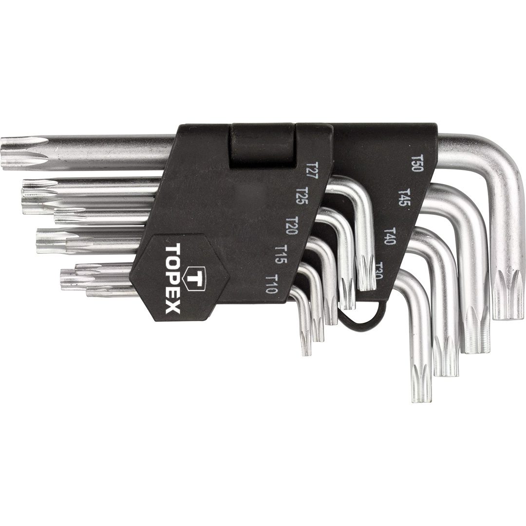 Topex Ключі Torx, набір 9 од., T10-T50, короткі Topex Ключі Torx, набір 9 од., T10-T50, короткі
