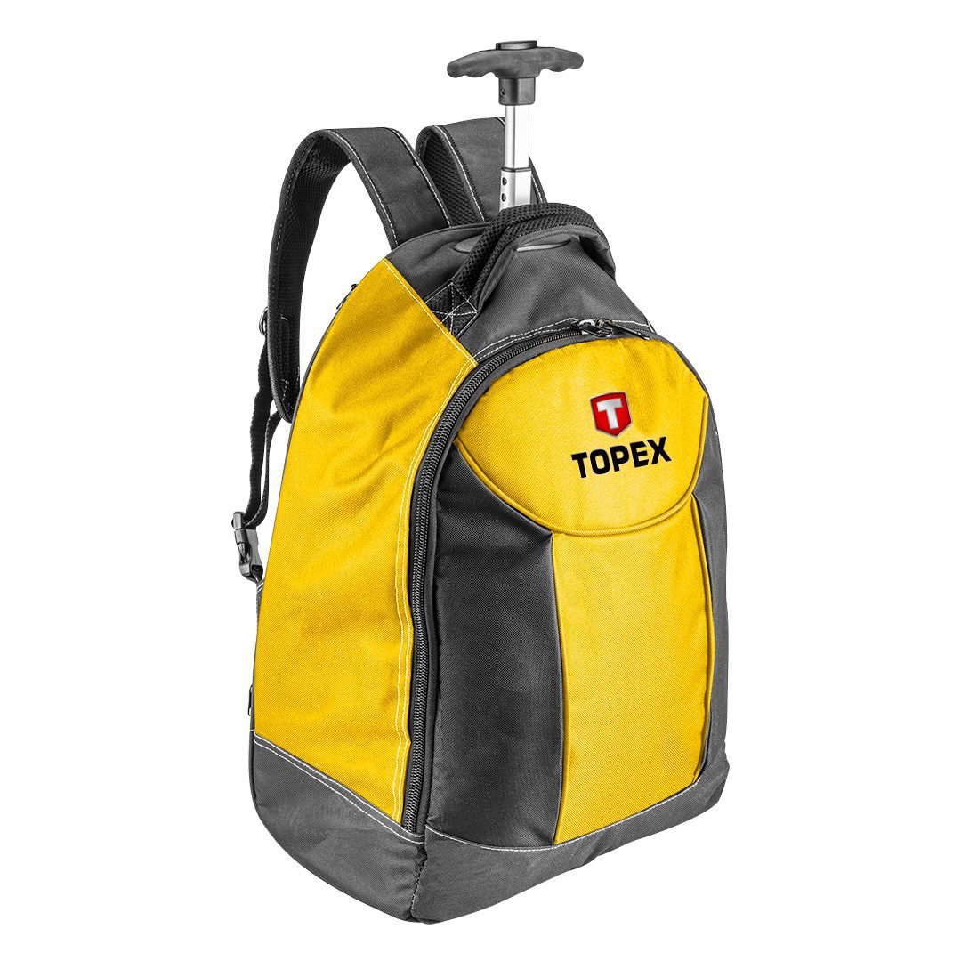 Topex 79R450 Рюкзак для инструмента, полиэстер, 25 внутр.карм, телеск. ручка, колеса, регулируемые лямки Topex 79R450 Рюкзак для инструмента, полиэстер, 25 внутр.карм, телеск. ручка, колеса, регулируемые лямки
