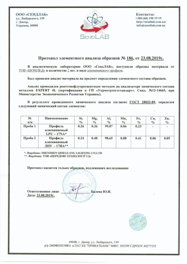 Профіль алюмінієвий BIOM врізний ЛПВ7 7х16, анодований (планка 2м), м