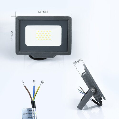 Прожектор світлодіодний 20Вт S5-SMD-20-Slim, 6200К 220В IP65, BIOM (B_14577) Прожектор світлодіодний 20Вт S5-SMD-20-Slim, 6200К 220В IP65, BIOM (B_14577)