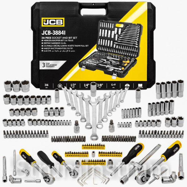 Набір інструментів JCB 216 од. 1/4", 3/8", 1/2" модель 38841