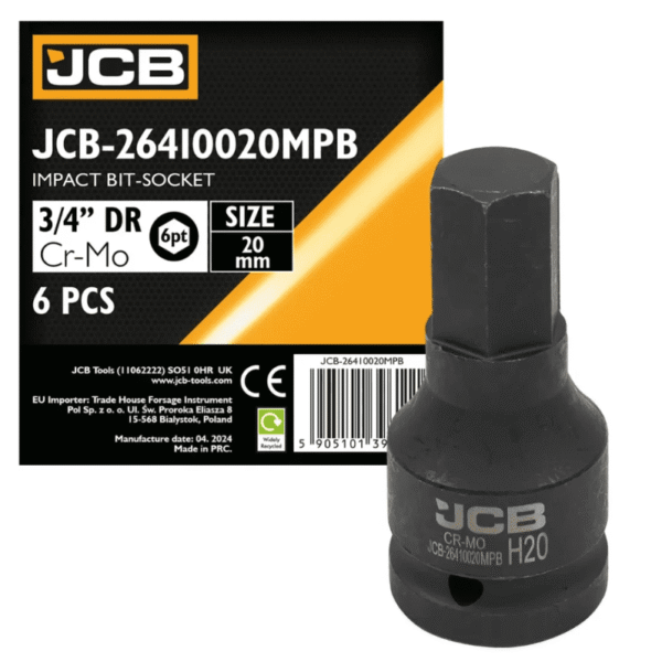 Головка-біта ударна HEX 3/4" 20 мм JCB Tools JCB-26410020MPB