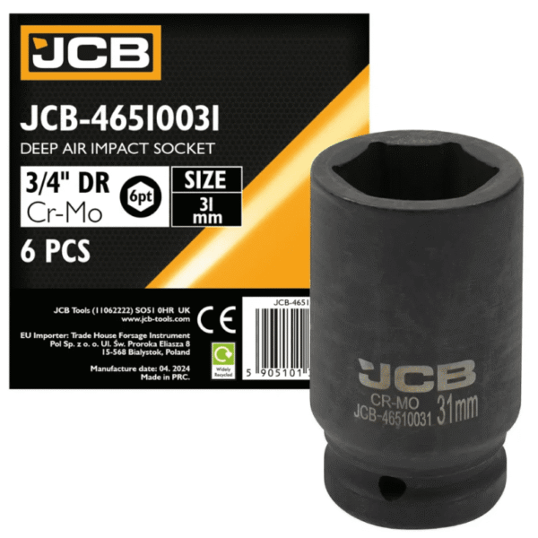 Головка торцева ударна JCB 3/4" 31 мм глибока  модель JCB-46510031 (59811)