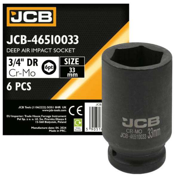 Головка торцева ударна JCB 3/4" 33 мм глибока  серія JCB-46510033 (59813)