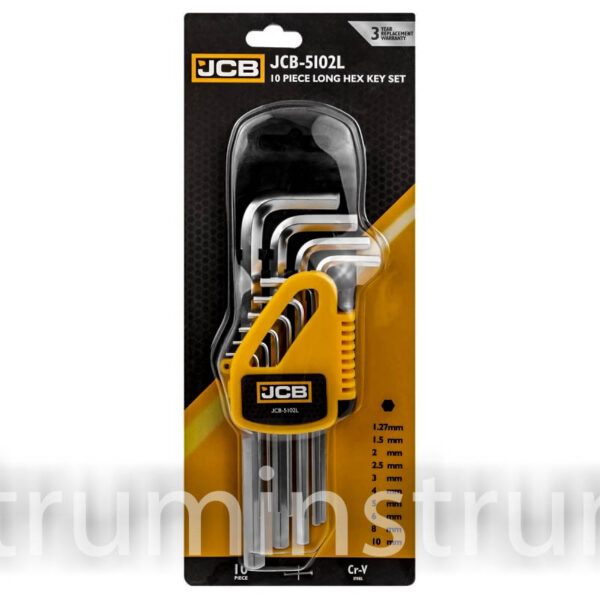 Набір ключів HEX JCB 10 од. довгі (1,27–10 мм) модель JCB-5102L (59741)