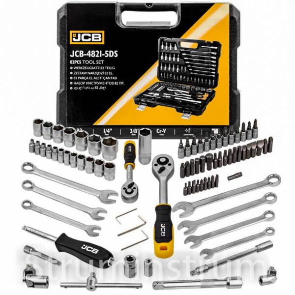 Набір торцевих головок JCB 82 од. 1/4", 3/8" (6-гранні) (4–22 мм) тип 4821-5DS (59773)