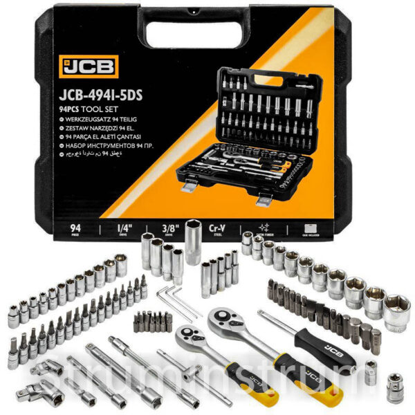 Набір торцевих головок JCB 94 од. 1/4", 3/8" (6-гранні) (4–22 мм) модель 4941-5DS (59718)