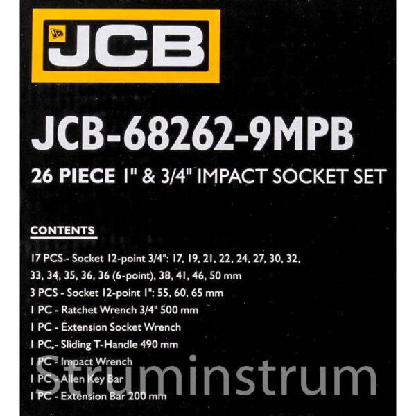 Набір інструментів ударних 26 од. 3/4", 1" (12гр.) JCB Tools JCB-68262-9MPB