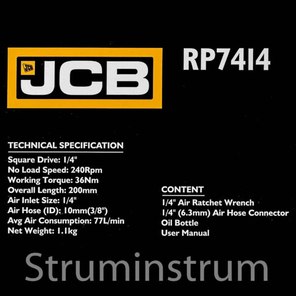 Тріскачка пневматична 1/4" 36 Нм JCB Tools JCB-RP7414