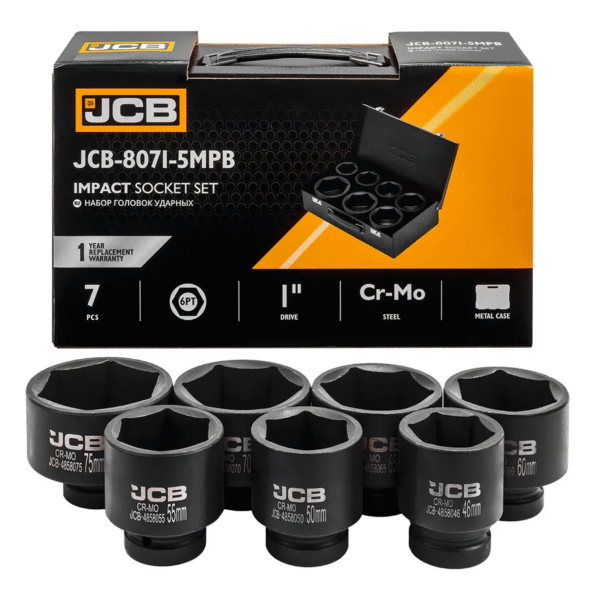 Набір головок ударних 7 од. 1" (6-гр.) (46-75 мм) JCB Tools JCB-8071-5MPB