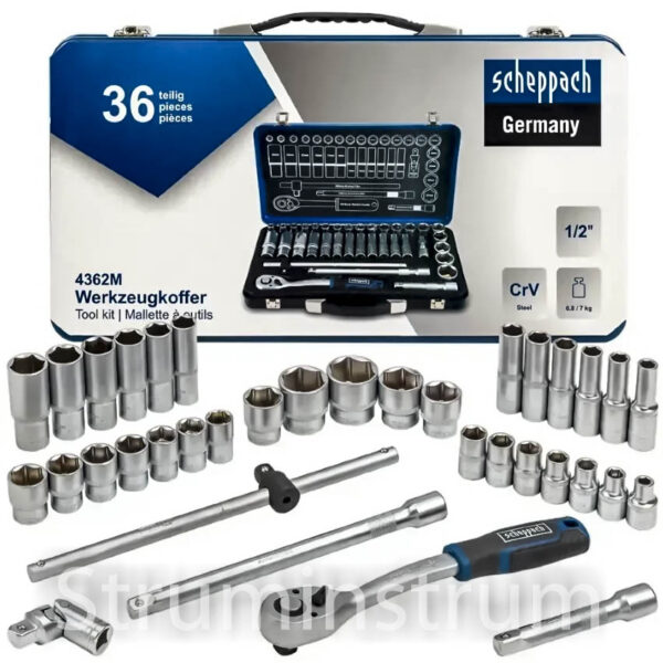 Набір інструменту комбінований 36 пр. 1/2" (8-32 мм) серія Scheppach-4362M (60497)