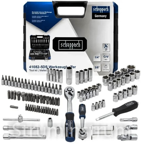 Набір інструментів 108 пр. 1/4", 3/8" (4-22 мм) серія Scheppach-41082-5DS (60771)