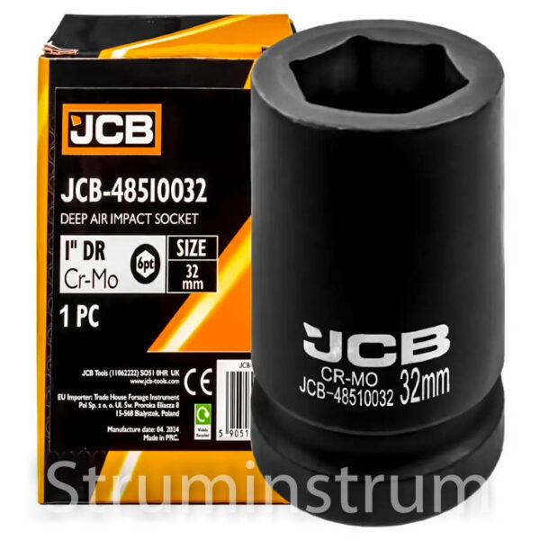 Головка ударна глибока 1" 32мм, модель JCB-48510032 (60975)