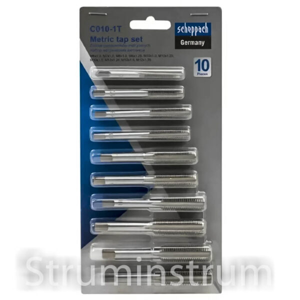 Набір метричних мітчиків 10 пр.(М6-М12) у блістері серія Scheppach-C010-1T (64907)