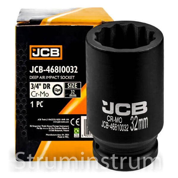 Гoлoвкa тopцeвa удapнa глибока 3/4" 32мм, серія JCB-46810032 (64924)