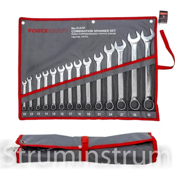 Набір комбінованих ключів 14 пр. в чохлі (10-32 мм) FORCEKRAFT серія FK-5141P (29933)