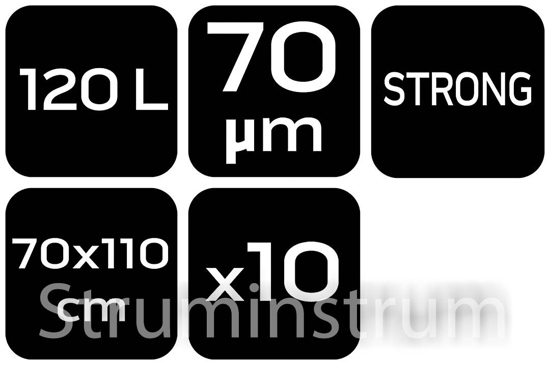 Мішки надміцні для сміття 120 л, чорні, 10 шт, 70 мкм NEO TOOLS (15-986) Мішки надміцні для сміття 120 л, чорні, 10 шт, 70 мкм NEO TOOLS (15-986)