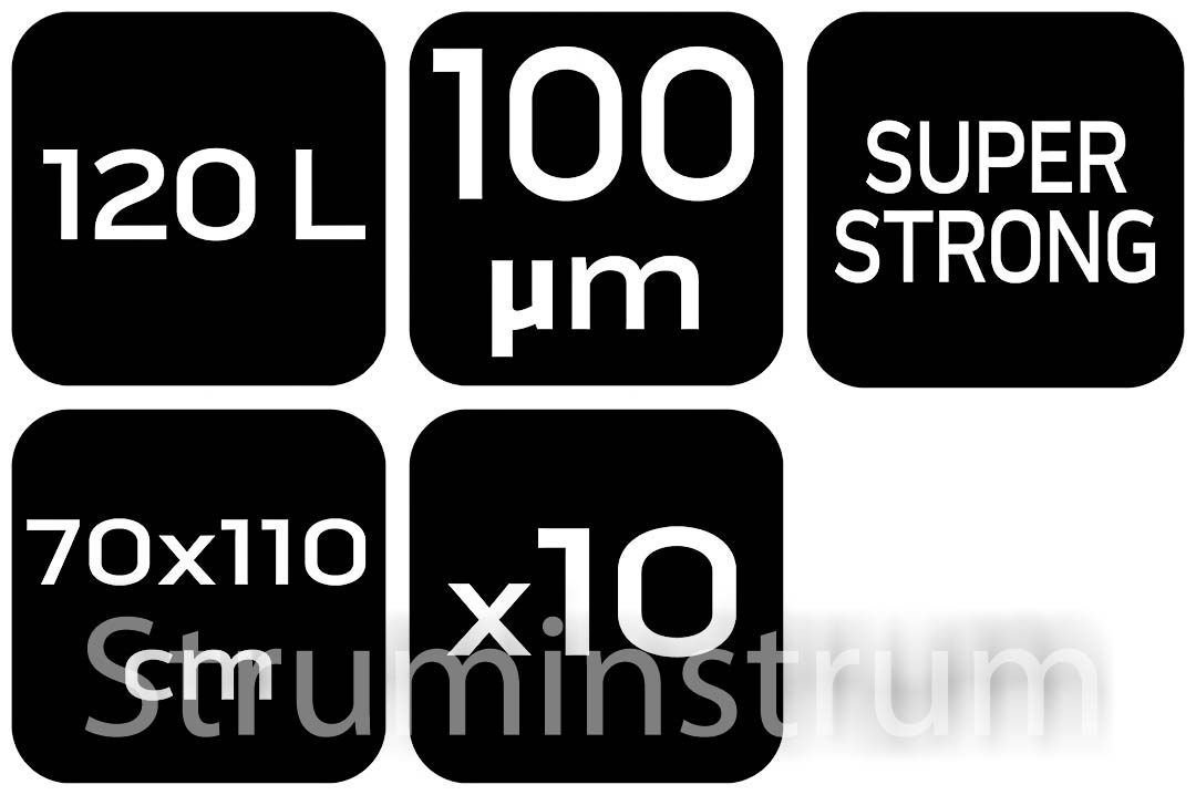 Мішки надміцні для сміття 120 л, чорні, 10 шт, 100 мкм NEO TOOLS (15-987) Мішки надміцні для сміття 120 л, чорні, 10 шт, 100 мкм NEO TOOLS (15-987)