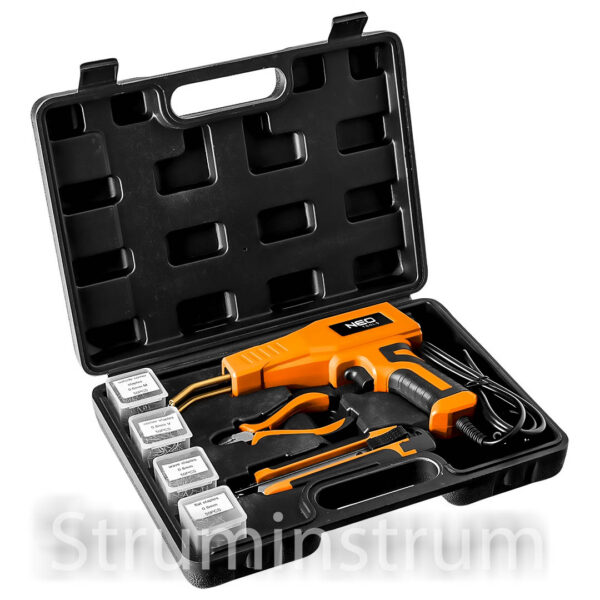 Паяльник для пластику 50 Вт + 200 скоб + допоміжні інструменти в кейсі NEO TOOLS (19-158)